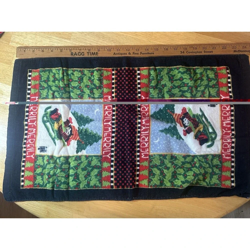 Set 4 Christmas Hand Towels Santa Snowman Lion Holiday Cotton Terry Decor